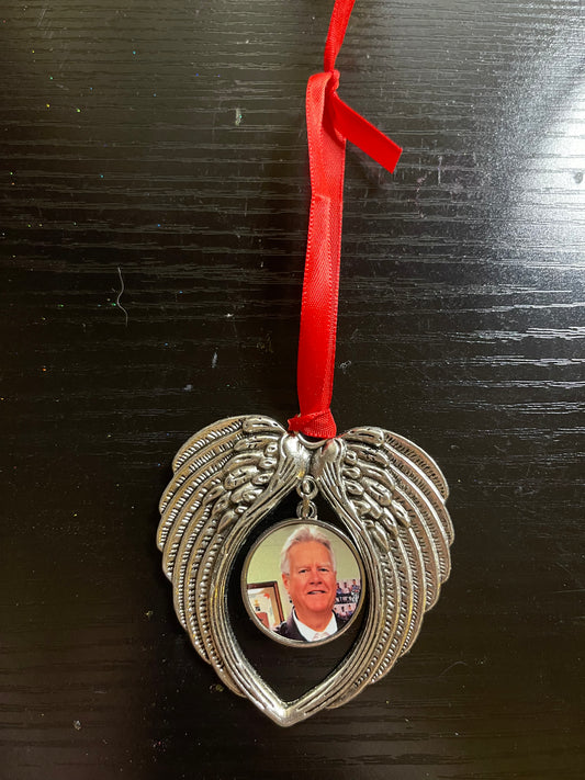 Angel wing ornament with photo