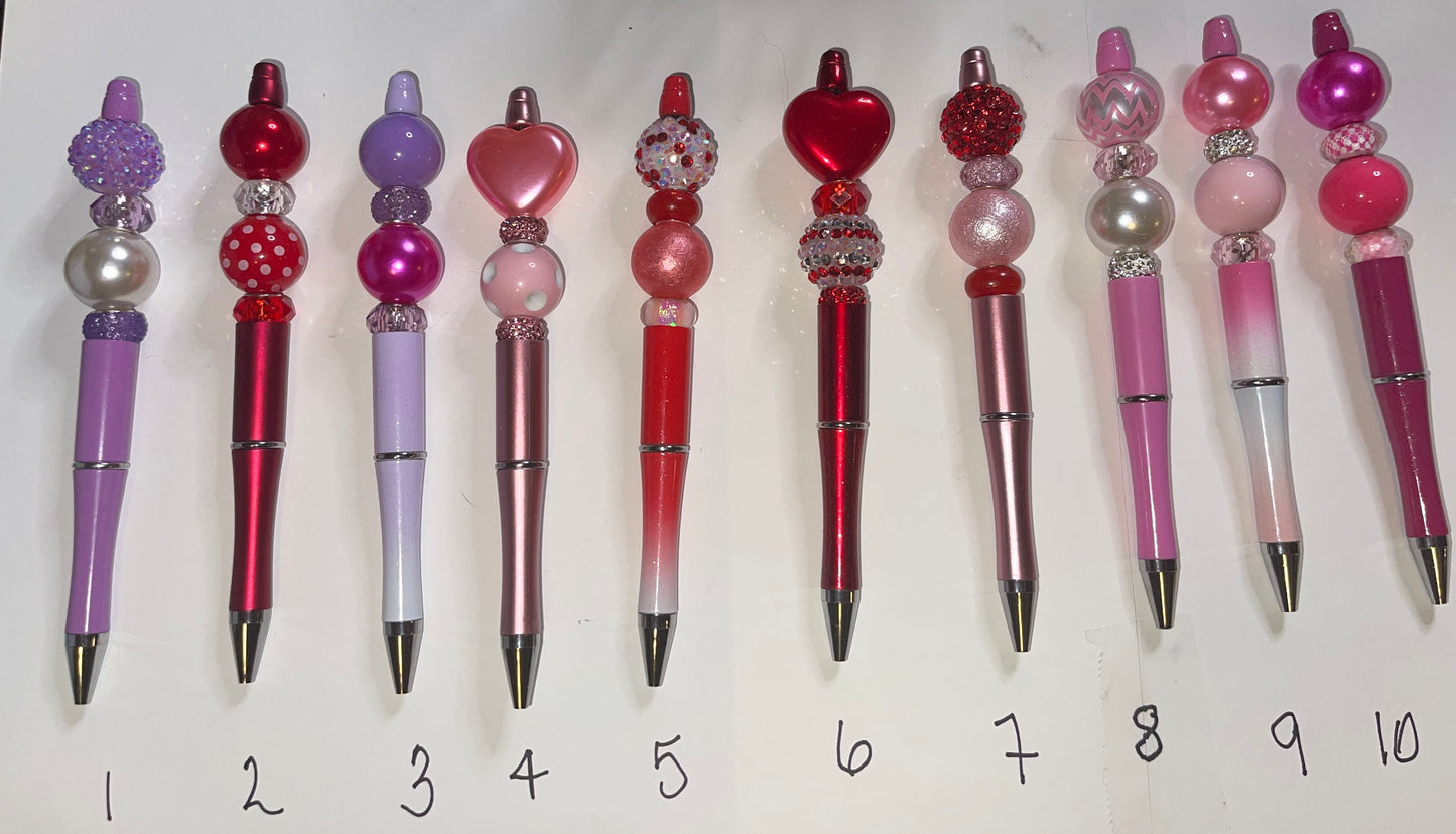 *BEADED HEART PENS