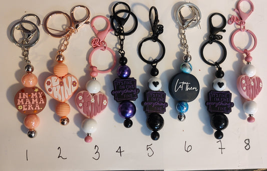 BEADED TEXT KEYCHAINS